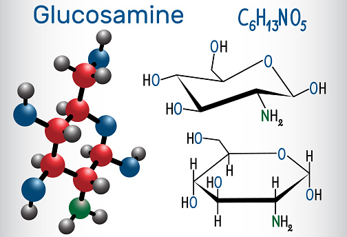 Formula chimică cu molecule de glucozamină