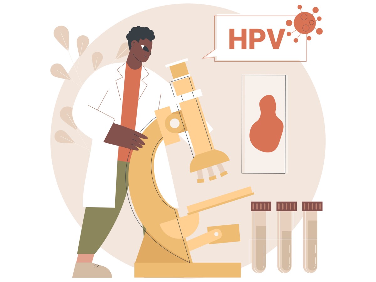 Animație HPV cu microscop și cercetare